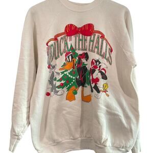 Vintage 90s Duck the Halls with Looney Tunes Holiday Crewneck Adult XL
